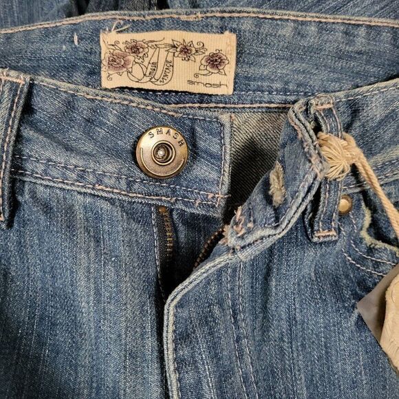 SMASH Vintage Denim Jeans Size 13 Blue Rainbow Embroidery Distressed - Picture 7 of 10